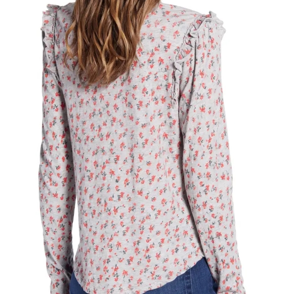 NWT Lucky Brand Small Peititie Gray Floral Ruffle - Picture 3 of 10